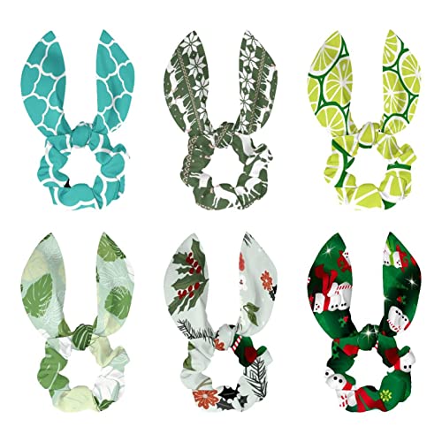 Chouchou cheveux doux anti-casse motif nœud papillon vert