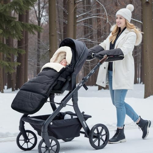 Image of Momcozy Stroller Footmuff Universal | Easily Attaches to Most Strollers | Ultra-Plush,Weather-Proof Stroller Sleeping Bag | Deluxe Warm Stroller Bunting Bag | Extendable Cover Winter | Adjust-Buckle