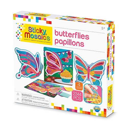 Orb The Factory Sticky Mosaics Butterflies Arts & Crafts, Yellow/Blue/Pink/Purple/Pink, 12" x 2"