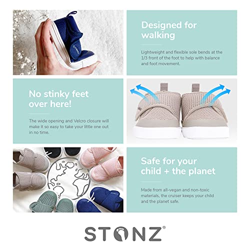 Stonz Cruiser Plus Toddler Sneakers - Breathable Soft Rubber Sole, Vegan Toddler Shoes For Boys And Girls, Wide Opening And Adjustable Strap Closure - Lightweight Kids Sneakers, Age 2 - 5 Years Old #TOP2