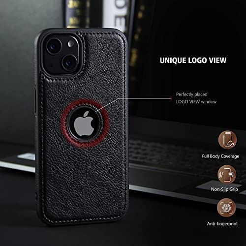 Image of MIDOS Back Cover Compatible with Apple iPhone 15 Leather Case Flexible Slim Cover for iPhone 15 (Black)