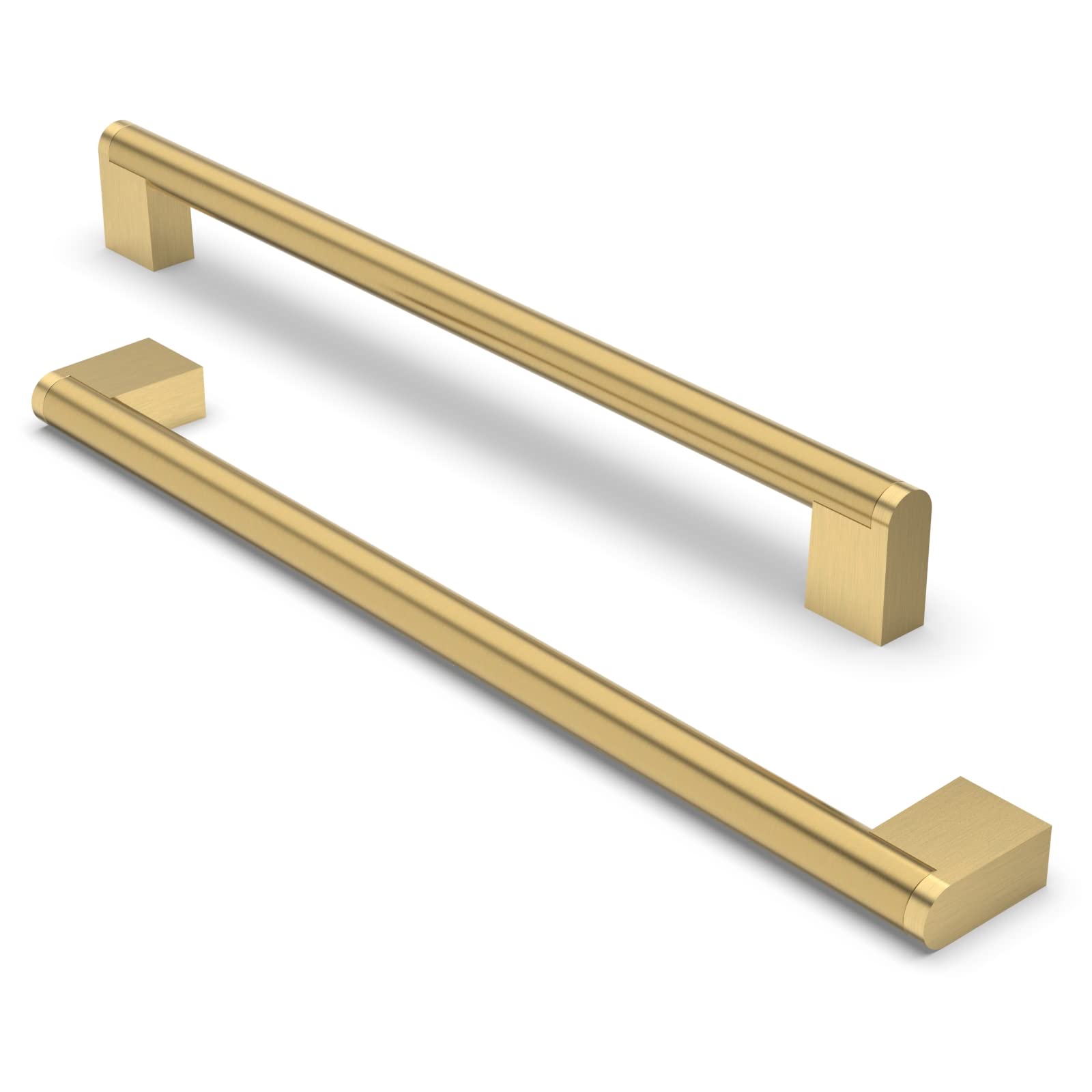 FURNIWARE10 Pack Cabinet Pulls, Hardware Drawer Handles, Stainless Steel Kitchen Cabinet Door Handles Pull, Brass-256mm(10 Inch) Hole Center