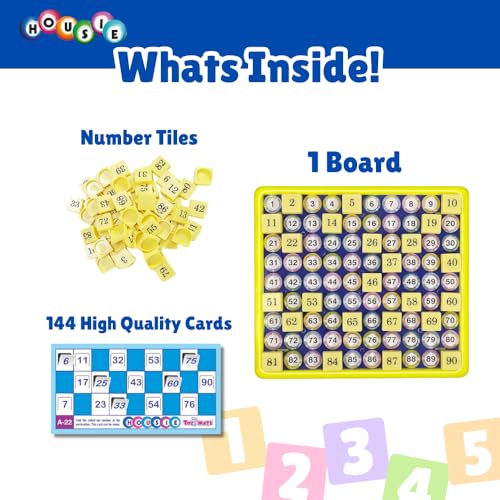 Image of toymate Jumbo Housie Board Board Game - 144 Reusable Folding Cards Bingo Lotto Tambola Family Game for All Adults and Kids