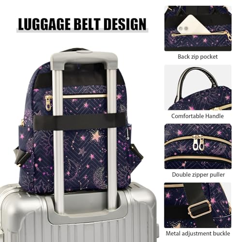 Image of ALAZA Pink Moon Sun Star Galaxy Mini Backpack Purse for Women Travel Bag Fashion Daypack Back Pack Shoulder Bag