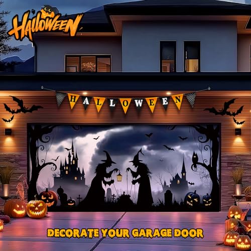 7x16ft Halloween Garage Door Cover, Large Banner for 2-Car Garage Door - image 3