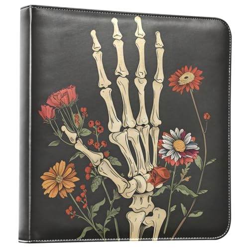 Álbum de fotos grande JIPONI con diseño de calavera de Halloween y cubierta de cuero, álbumes DIY para fotos de 4x6, 5x7 y 6x8 pulgadas, libro de recuerdos autoadhesivo para bodas, bebés y familia miniatura 1