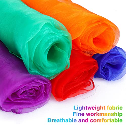 12pcs Sensory Scarves Square Dance Scarves, Juggling Silk Scarf Props Music Movement Scarves 24 by 24 Inch in 12 Colors3