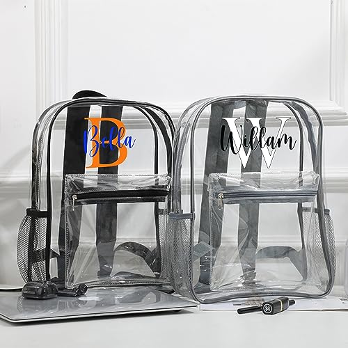 Personalized Name Clear Backpack,Custom Letter Clear Packpack,Heavy Duty Pvc See Through Transparent Backpack4