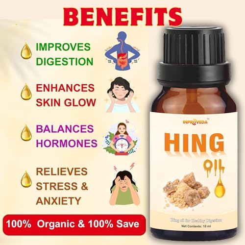 Image of Inproveda Hing Oil 15ml | Pure & Natural | Aromatherapy & 100% Therapeutic | Amber Glass Bottle (Asafoetida oil) | Safe & Organic Oil - 15ml