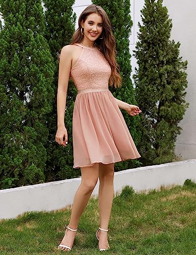 Image of Dressystar Women's Short Sequin Chiffon Halter Homecoming Cocktail Party Dress