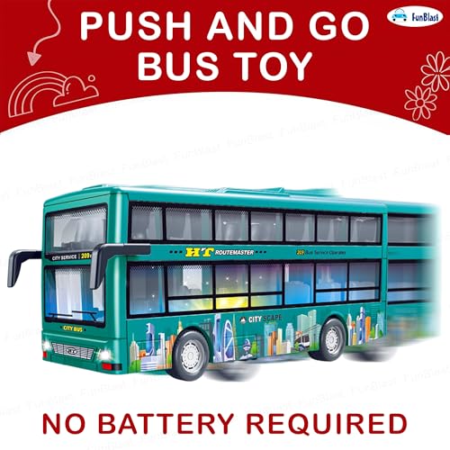 Image of FunBlast City Bus Toy for Kids - Push & Go Vehicle with Sound and Light Effects, Toy Bus for Boys & Girls Age 3+ Years Boys and Girls (Green)