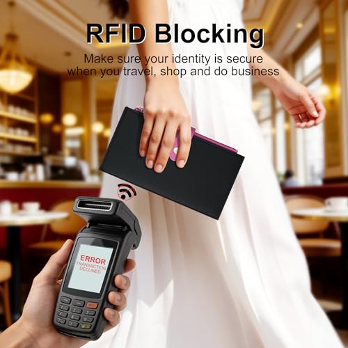 Image of Travelambo Leather Wallets for Women Slim RFID Blocking Bifold Credit Card Holder Wallet