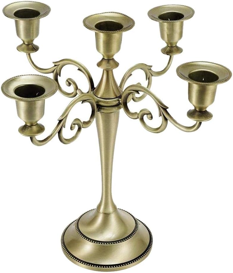 Vintage Metal Candlestick 5 arm Candle Holder Centerpiece