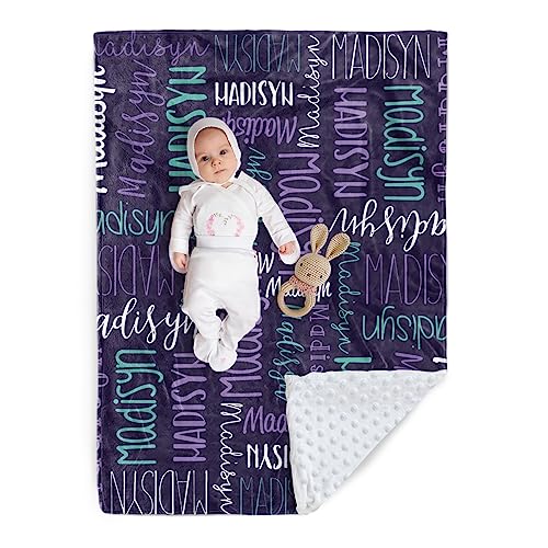 Image of Custom Baby Blanket - Personalized Names Design - Soft Plush Blanket with Double Layer Dotted Backing for Boys Girls Color03(47x60 inches)