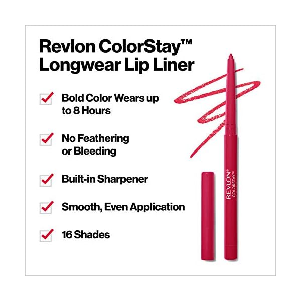 Revlon ColorStay Lip Liner, Lip Makeup Stocking Stuffers for Women, With Built-In Sharpener, Longwear Rich Lip Colors, 630 Nude, 0.01 oz