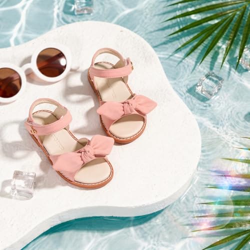 Image of THEE BRON Toddler Girls Sandals Wedding Flower Girl Dress Shoes Open Toe Flats
