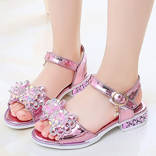 Children Shoes Fashion Thick Soles with Diamond Butterfly Sandals Summer Open Toe Student Dance Girl Slides Size 4 (Pink, 11-11.5 Years Big Kids)2