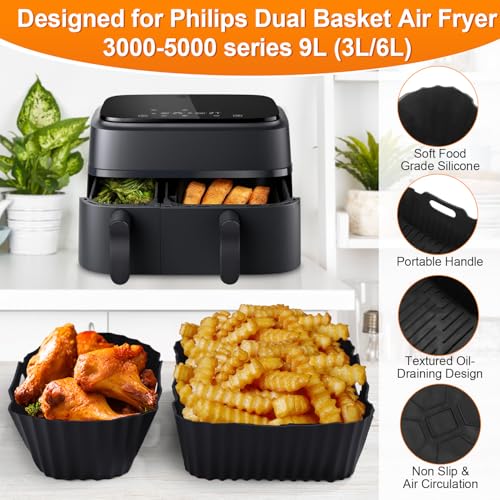 29 sztuk akcesoriów do Airfryer Philips Airfryer Dual Basket 3000 Series 6L/3L - Akcesoria do silikonowej formy Philips Airfryer - Forma do ciasta, forma do chleba, ruszt grillowy, dla Philips