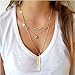 Suyi Exquisite Sequins Multilayer Chain Turquoise Beads Necklace with Feather Pendent Gold