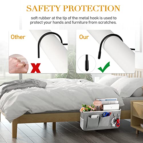 Image of Bedside Storage Caddy /Bedside Hanging Storage Bag for Headboards Bunk Beds Dorm Rooms Book Phone Magazine Holder (Grey)