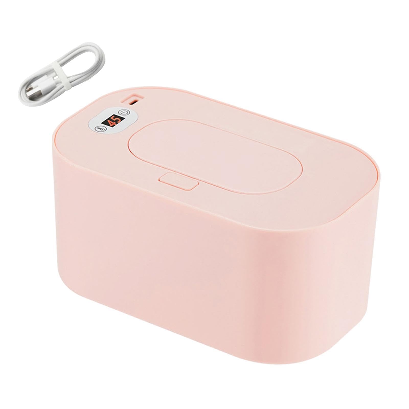 Chauffe-lingettes pour Bébé, Distributeur de Lingettes pour Bébé USB avec Chauffage Uniforme, Contrôle Intelligent et Format Compact, Présentoir Pink Tem