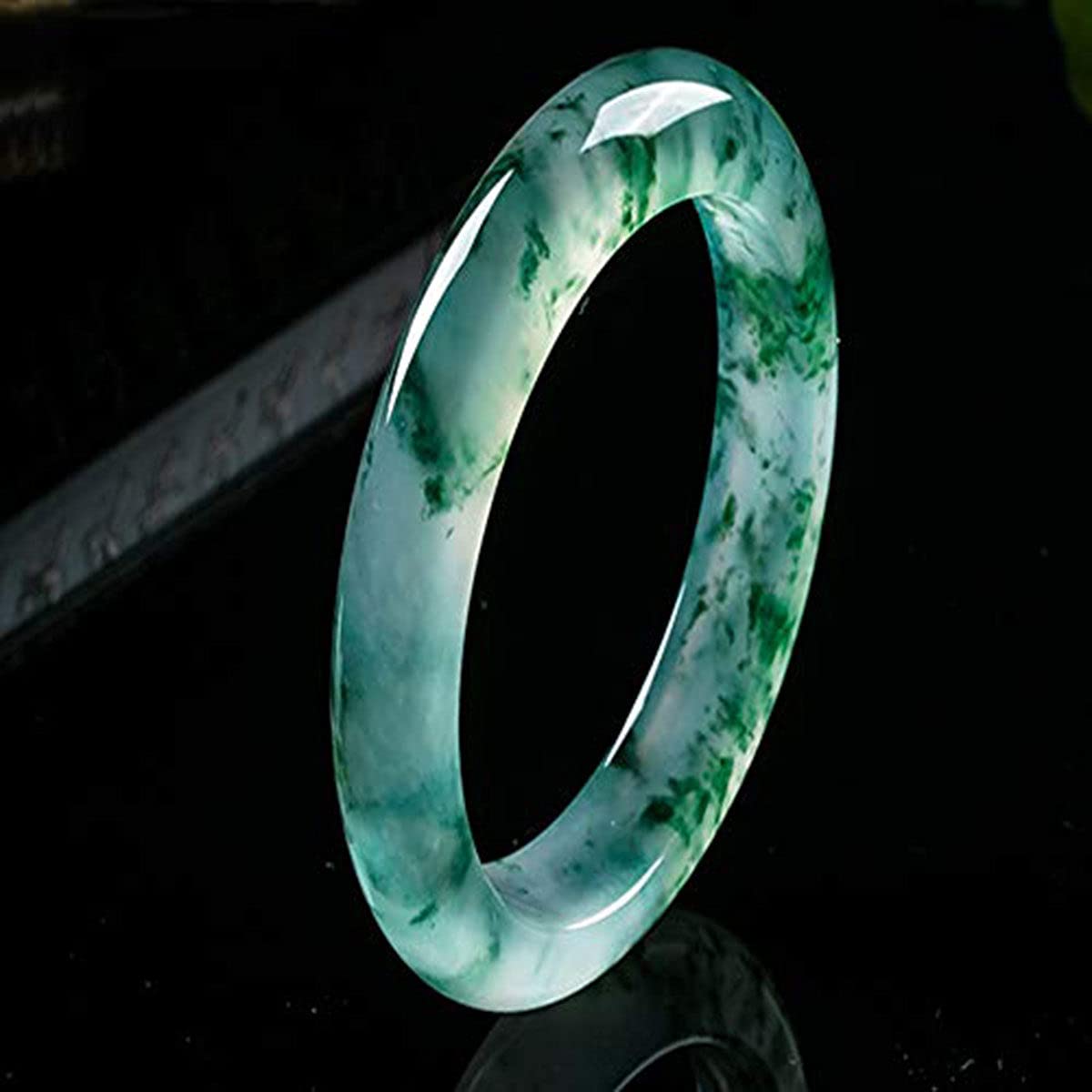 Bracciale Rigido da Donna in Giada, Bracciale in Giada Floreale Galleggiante, Gioielli, per Mamma E Fidanzata, con Portagioie,58cm
