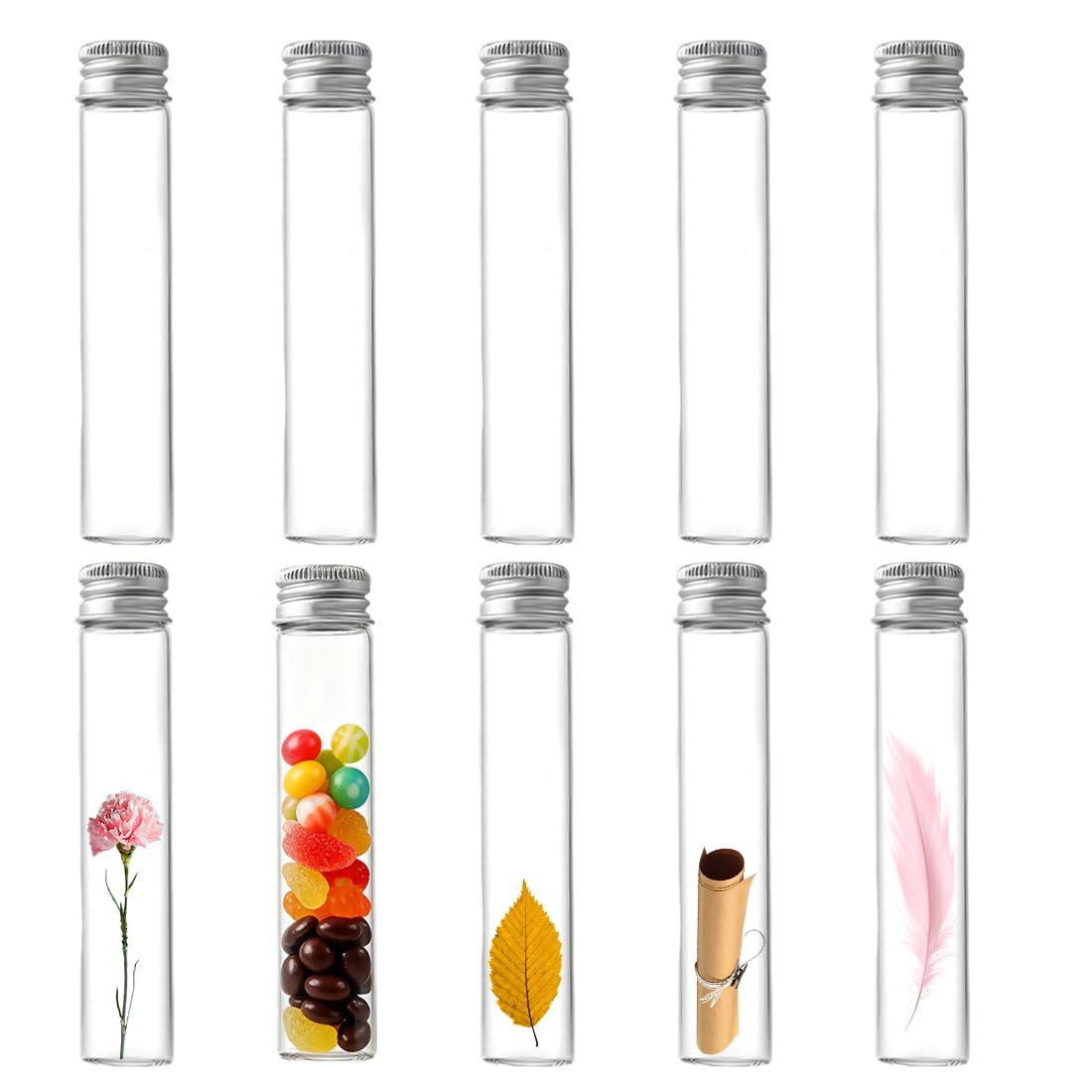 10 Bottiglie Di Vetro Piccole Da 30 Ml Da Riempire – Barattoli Per Campioni Con Tappo A Vite In Alluminio – Flaconi Portatili, Ermetici Per Campioni, Spezie, Gioielli E Molto Altro Ancora