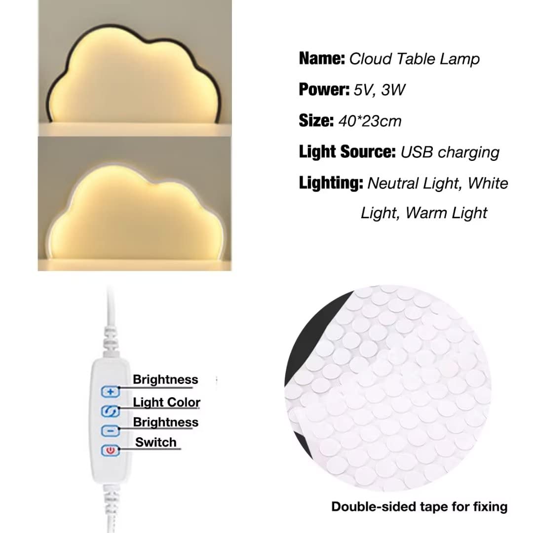 Nowoczesne żyrandole ścienna LED Cloud nocne, Śliczne kinkiety pokoju dziecięcego, Lampka nocna Lampki stołowe, do ładowania USB, z możliwością przyciemniania
