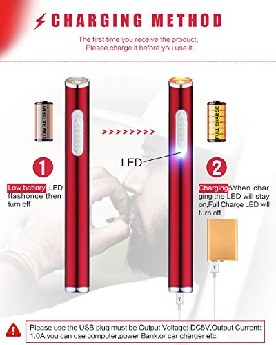 Encendedor eléctrico USB recargable mini rojo miniatura 4