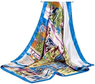 إسكارف أنيق حجم كبير مصنوع من الحرير الطبيعي الناعم، يتميز بألوانه الزاهية وأطباعة الرقيقة خامة عالية الجودة - مستورد