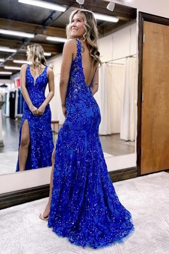 Lace Sequin Prom Dresses for Women 2025 Long Mermaid Corset Formal Evening Party Gown with Slit3