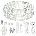 SURNIE Rope Lights Outdoor Waterproof Daylight-White: 540 LEDs 50ft Cuttable Outside Bright 110V Lighting 6000K Connectable Flexible Plug Thick Cool Clear Tube - Indoor Deck Patio Xmas Camping Décor