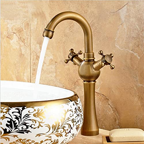 Mitigeur de lavabo de salle de bains rétro à bec cascade haut