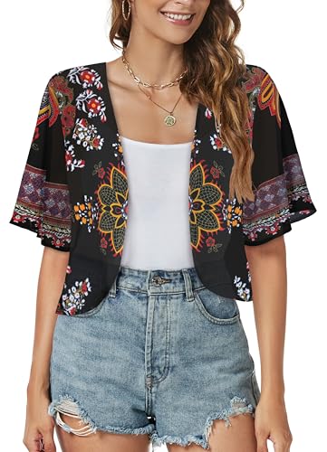 Image of ZNVGIRL Women Shrug Chiffon Cardigans Open Front Short Sleeve Bolero for Evening Dressy 2026