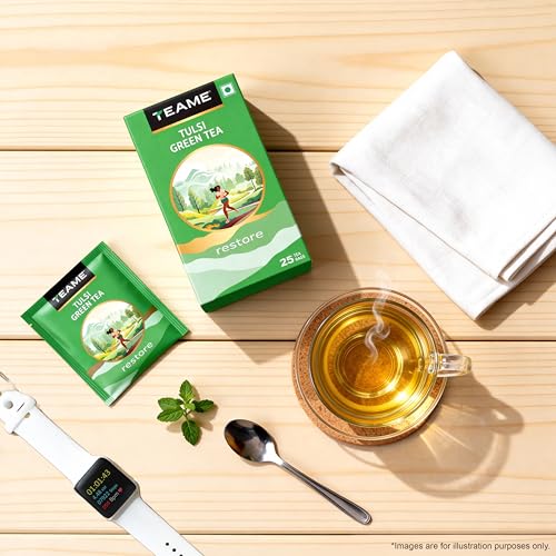 Image of TE-A-ME Tulsi Green Tea 25 Tea Bags (Pack of 3) | Tulsi Green Tea Bags | 75 Tea Bags
