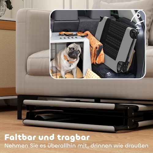 PawHut Hundeliege Outdoor, Erhöhtes Hundebett für große Hunde, klappbar Haustierliege mit Mesh Stahlrahmen Füßen, Haustierbett für Draußen Camping, 107x61x20 cm, Hellgrau