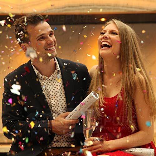 PRIMEPURE Premium Party Confetti Cannon - Set of 4- (Includes Streamer Cannons and Confetti) for Birthday, Graduation, New Years Eve, and Any Other Party or Celebration