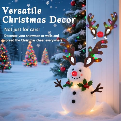 Christmas Reindeer Antlers for Cars with LED Lights, LED Antlers & Red Nose — 사진 5