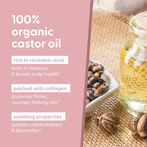 Image of Organic Cold Pressed Castor Oil Roll-On Nourishing Treatment| Hexane-Free, USDA Organic Idea for Hair, Skin & Brows | Mess-Free Applicator, 3 fl 0z (89 mL) by M3