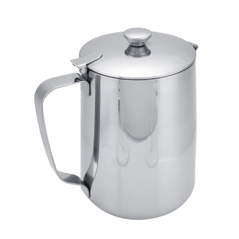 MAGT Pichet à Lait, 2000 ml Mousseur à Lait En Acier Inoxydable avec Couvercle, Bec Verseur Sans Gouttes, Poignée Ergonomique, Pour Latte Café Art