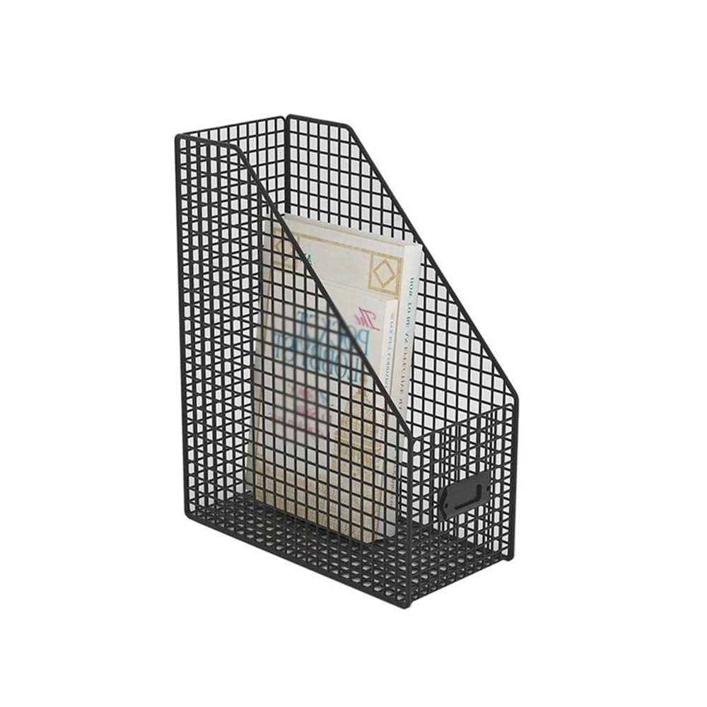 FZL02068LM Paper Organizers Magazine File Holder Metal Organizer for Desk, Shelves Office Vertical Book Office Trays(Black)