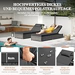 UDPATIO Polyrattan Sonnenliegen-Set mit Beistelltisch