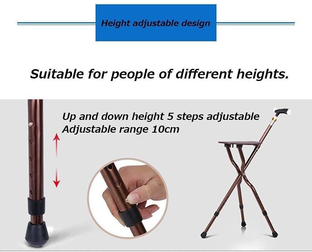 MObyat Andador para Ancianos,Silla para Caminar Trípode Plegable para Personas Mayores: aleación de Aluminio Ajustable en Altura portátil con luz LED, muletas para Personas Mayores Andador para CAM