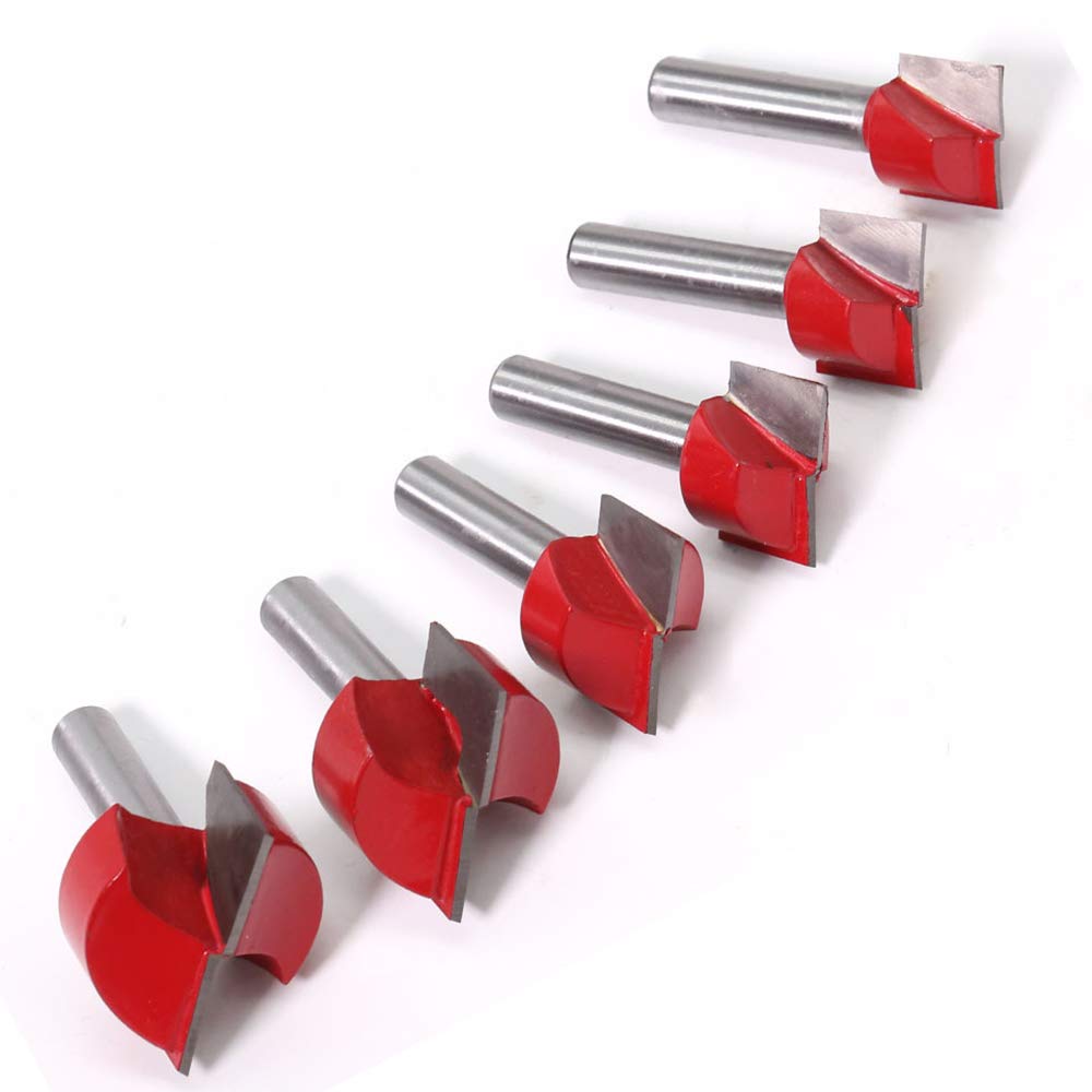 ASNOMY Set di 6 punte per fresatura, con codolo da 8 mm, Bit Router Fresa Pulizia Fondo Lavorazione Legno Lega Acciaio, per la pulizia del legno, punta 18/20/22/25/30/32 mm