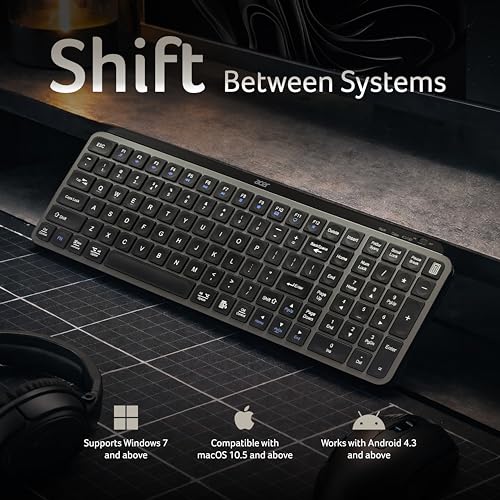 Image of Acer KeyPro X105 Wireless Keyboard I Dual Mode 2.4GHz USB + BT 5.0 I 105 Keys Full Size Keyboard I Rechargeable 400mAh Battery I USB-C Charging I 64H Use I Windows Mac Android Compatible I Space Grey