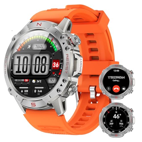 Image of Running Smart Watch for Men, 1.43 inch AMOLED,5ATM Waterproof,170+ Sport Modes | Round Health Fitness Tracker Watch, Tactical Military Smartwatch Compatible with iPhone Android