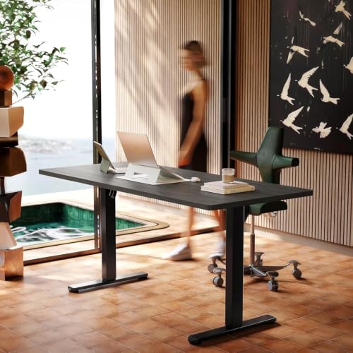 Image of HUANUO 71x30 Inch Electric Standing Desk, Height Adjustable, Walnut