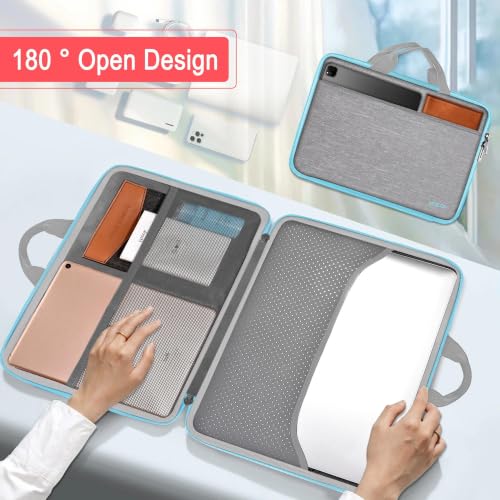 Image of Hseok Laptop Case 13.3-14 Inch Sleeve,TSA Shockproof Computer Handbag,Compatible with MacBook Neo /Pro 14 M5 /M4 /M3 /M2 /M1,All Models 13.3 inch MacBook Air /Pro,XPS 13 /14,Most 13-14 Notebooks,Light Gray-Blue