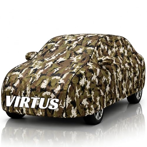 Image of Safe-Cars New Jungle 100% Waterproof Virtus Car Cover | Polyester Car Body Cover for Rain & Sun | UV Protection, Dustproof, Scratch Resistant, Windproof, Heat Resistant, Custom Fit