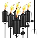 ZSZMFH 6 Pack Metal Torch for Outside, 16oz Outdoor Metal Torch Garden Décor,59-Inch Upgraded Citronella Torches with 3-Prong Grounded Stake, Table Top Torches for Party Patio Pathway